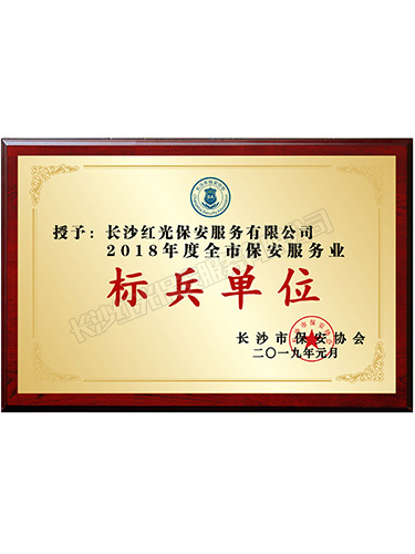 2018年度全市保安服務(wù)業(yè)標兵單位